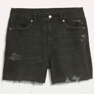 Old Navy High-Waisted Slouchy Ripped Black Jean Shorts 6